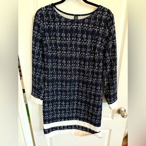 SHEIN Navy and White Textured Dress